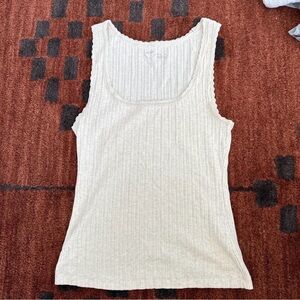 Aerie Cream Ribbed Tank Top